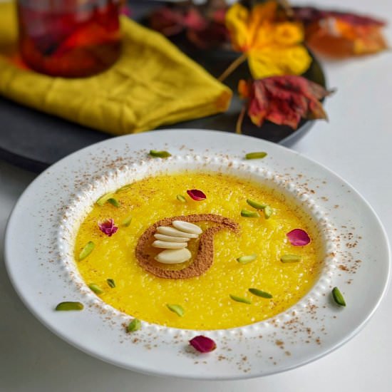 Saffron and rose rice pudding - Recipe photo by The Caspian Chef