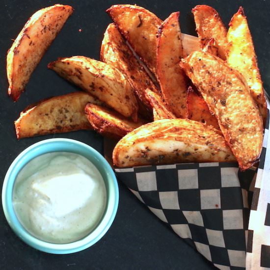 Crispy Herbed Potato Wedges - Recipe photo by A Life Well Planted