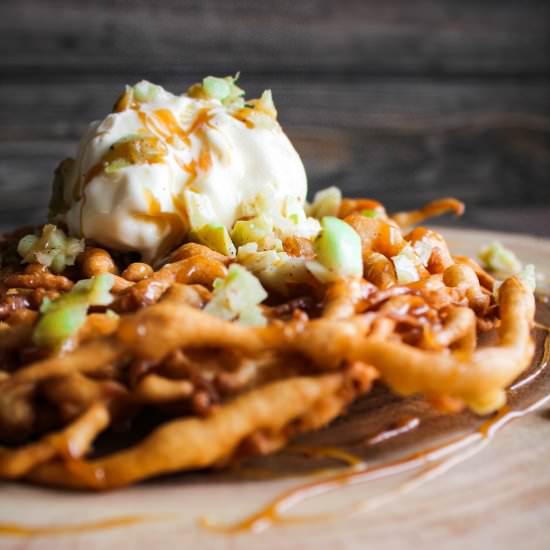Caramel Apple Funnel Cake - Recipe photo by taoofspice