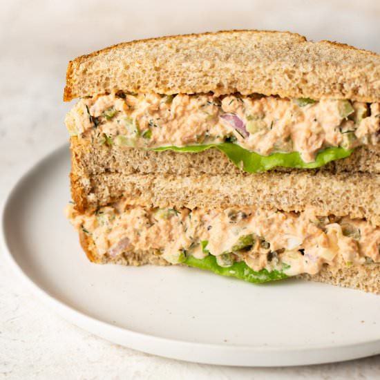 canned salmon salad - Recipe photo by saltandlavender