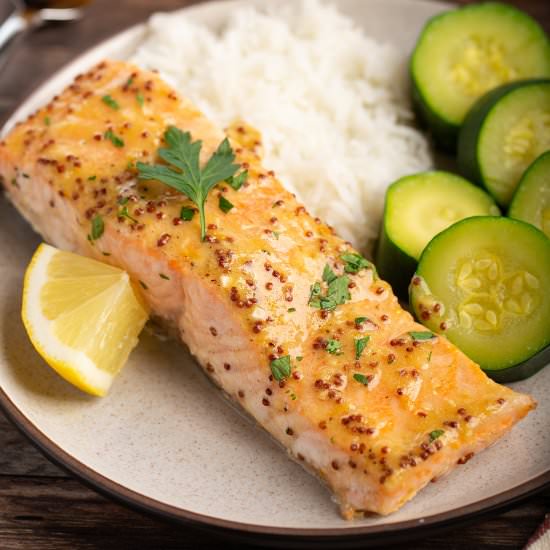 Baked Salmon w/ Honey Mustard Sauce - Recipe photo by Lokness