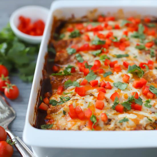 Cheesy Baked Turkey Enchiladas - Recipe photo by dishnthekitchen