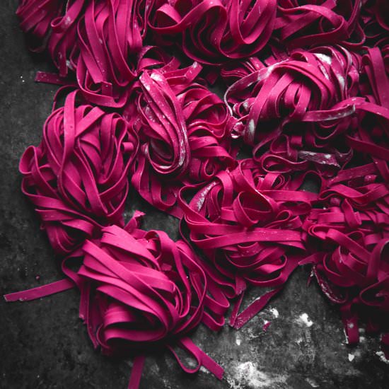 Gluten free beetroot pasta - Recipe photo by georgeats