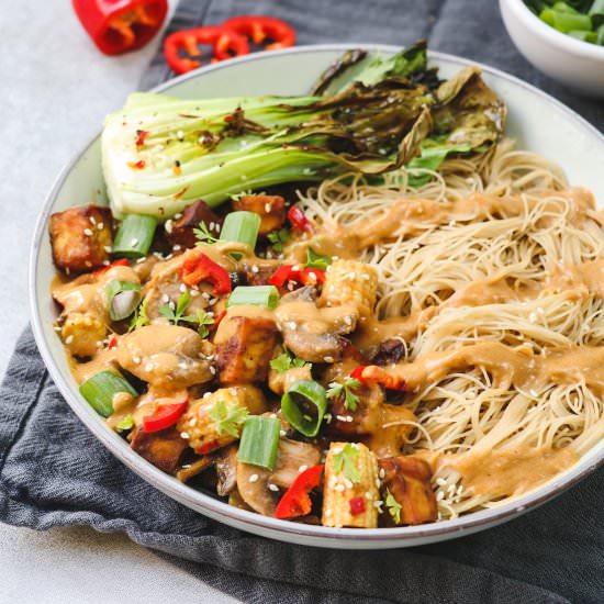 Tofu Miso & Peanut Noodles - Recipe photo by BlueSkyEating