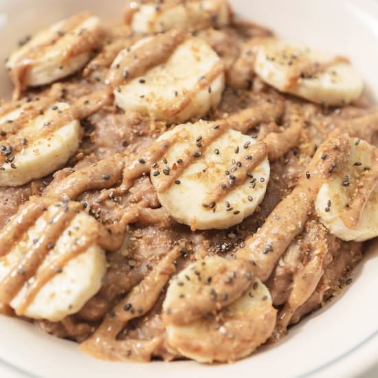 Peanut Butter Choco Banana Porridge - Recipe photo by BlueSkyEating
