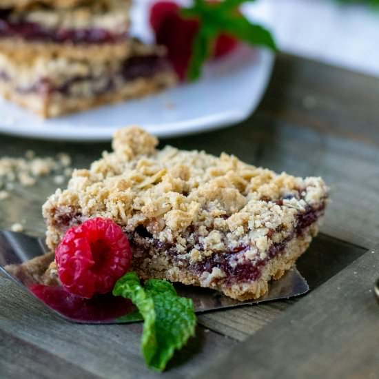 Gluten Free Raspberry Crisp Bars - Recipe photo by whattheforksfordinner