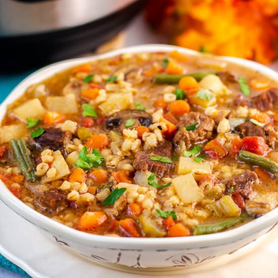 Instant Pot Beef and Barley Soup - Recipe photo by Flavor Mosaic