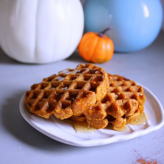 Pumpkin and Oat Blender Waffles - Recipe photo by APinchofCrazy