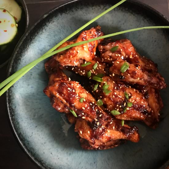 Keto Asian Spicy Sticky Wings - Recipe photo by starfishinthekitchen