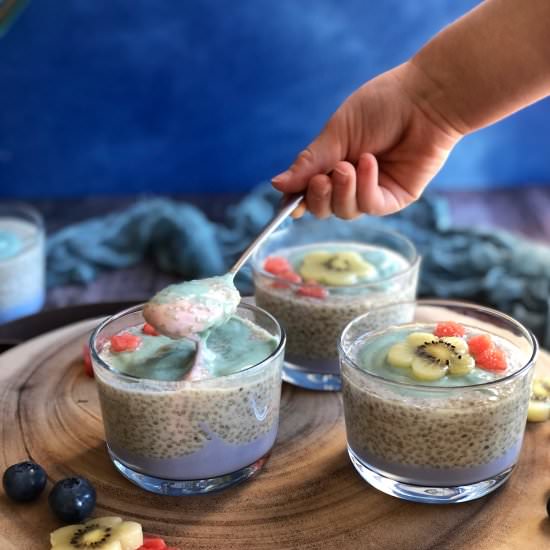 Unicorn chia puddings - Recipe photo by Once a Foodie