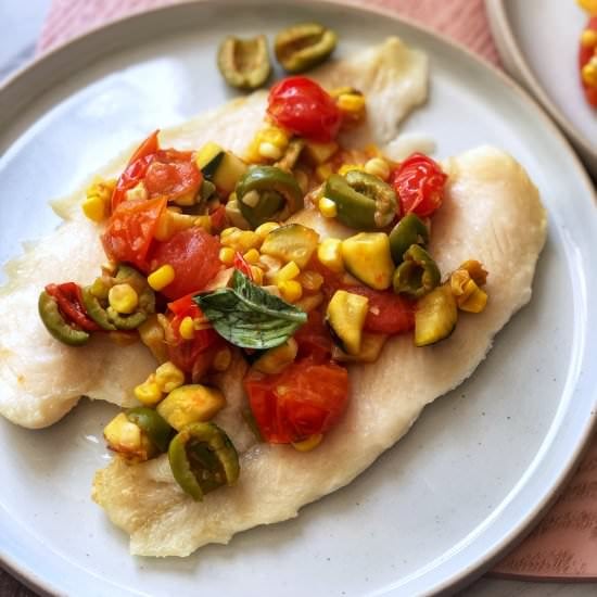 Basa with tomato olive sauce - Recipe photo by Once a Foodie