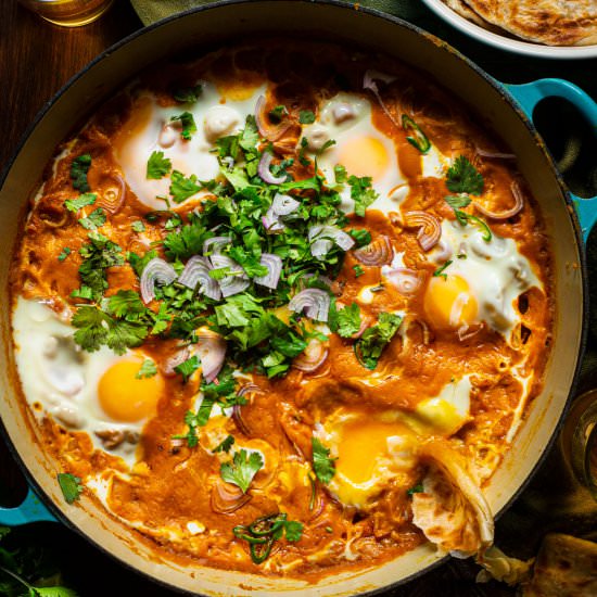 Chickpea Curried Eggs with Paratha - Recipe photo by rhubarbandcod
