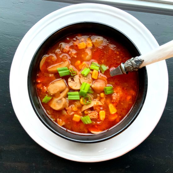 Crockpot Lazy Turkey Burger Soup - Recipe photo by The Lazy Slow Cooker