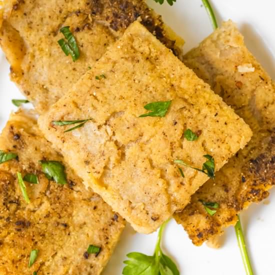 Fried Polenta Cakes - Recipe photo by SugarSpicesLife