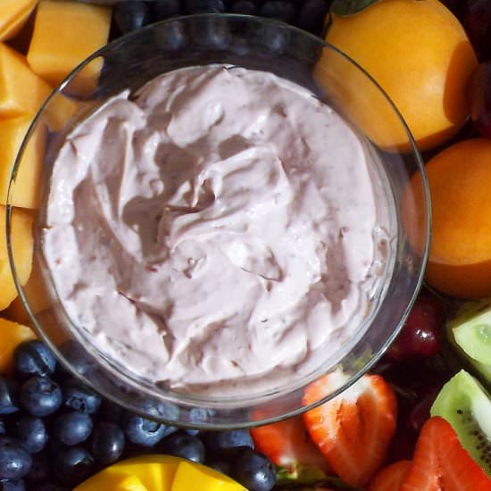 Creamy Raspberry Fruit Dip - Recipe photo by Taste of Lime