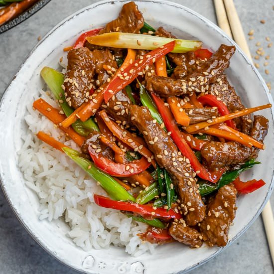 EASY MONGOLIAN BEEF STIR FRY - Recipe photo by healthyfitnessmeals