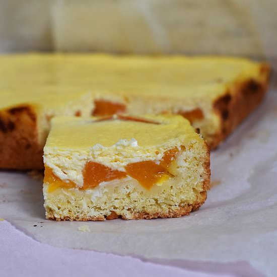 Baked Peach Cheesecake - Recipe photo by lightscamerabake