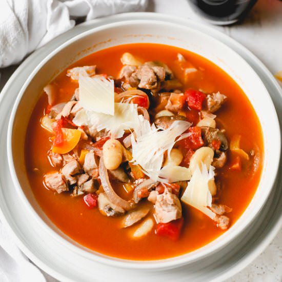 Chicken Cacciatore Soup - Recipe photo by @whitekitchen_redwine