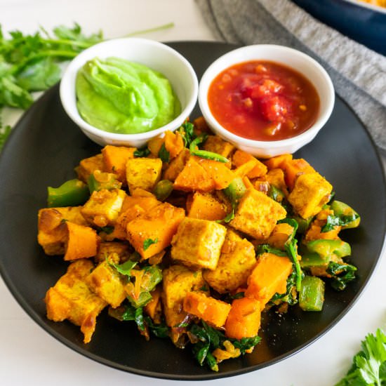 Sweet Potato & Tofu Breakfast Hash - Recipe photo by Share the Spice