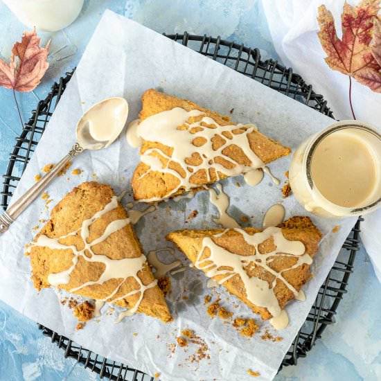 Maple Glazed Pumpkin Scones - Recipe photo by foodiegirlchicago