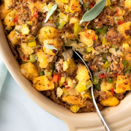 Sausage and Oyster Dressing - Recipe photo by garlic and zest