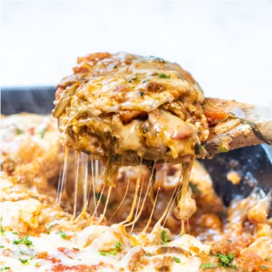 Cast Iron Skillet Lasagna - Recipe photo by servedfromscratch
