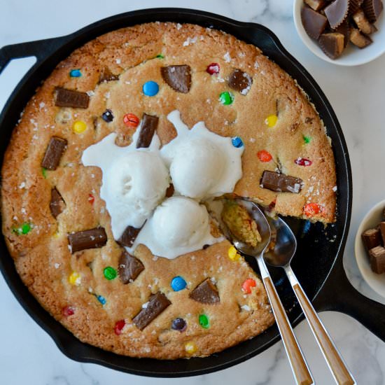 The Ultimate Candy Skillet Cookie - Recipe photo by justataste