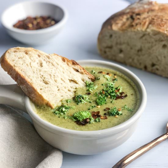 Vegan Broccoli Cheese Soup - Recipe photo by The Healthy Toast