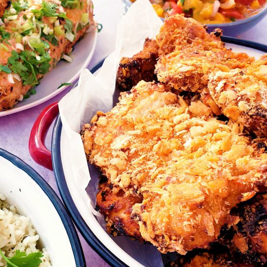 Oven Fried Chicken Thighs - Recipe photo by FeastGloriousFeast