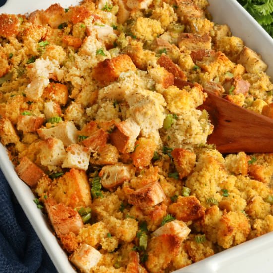Gluten-Free Cornbread Stuffing - Recipe photo by Mama Knows Gluten Free