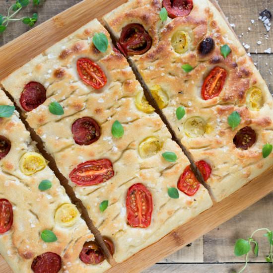 Poolish focaccia bread - Recipe photo by electricbluefood