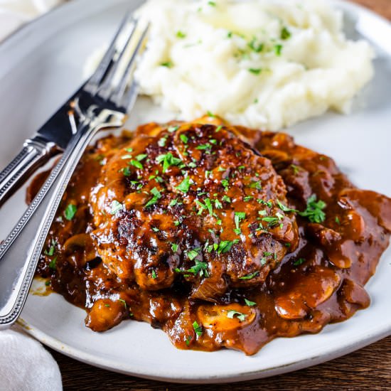 Easy Salisbury Steak with Gravy - Recipe photo by Dishes with Dad