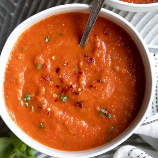 Tomato Basil Soup - Recipe photo by theforkedspoon