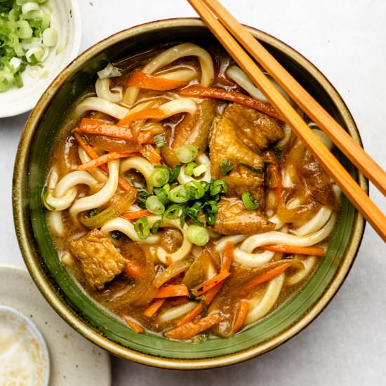 vegan curry udon (kare udon) - Recipe photo by okonomi kitchen