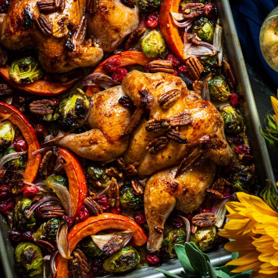 Spatchcock Cornish Hen Tray Bake - Recipe photo by rhubarbandcod