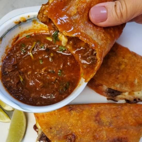 Beef Birria Quesa Tacos - Recipe photo by lasaucykitchen