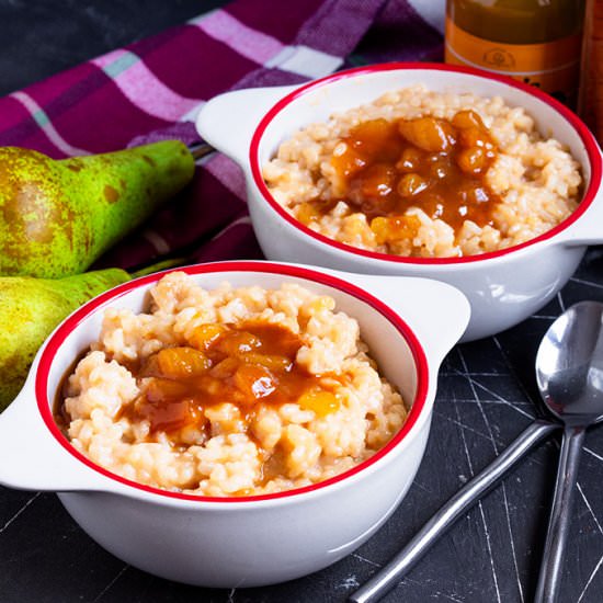 Salted Caramel Pear Rice Pudding - Recipe photo by anniesnomsblog