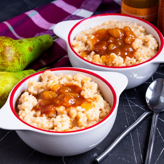 Salted Caramel Pear Rice Pudding - Recipe photo by anniesnomsblog