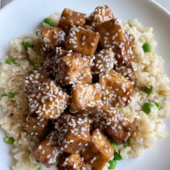 Air Fryer Tofu w Sweet Garlic Sauce - Recipe photo by frozen_bananas_