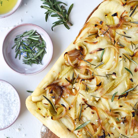 Easy Rosemary & Onion Focaccia - Recipe photo by Woman in Real Life