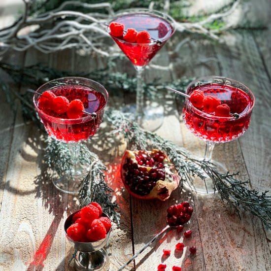 Pomegranate Raspberry Vodka Martini - Recipe photo by Theperksofbeingus