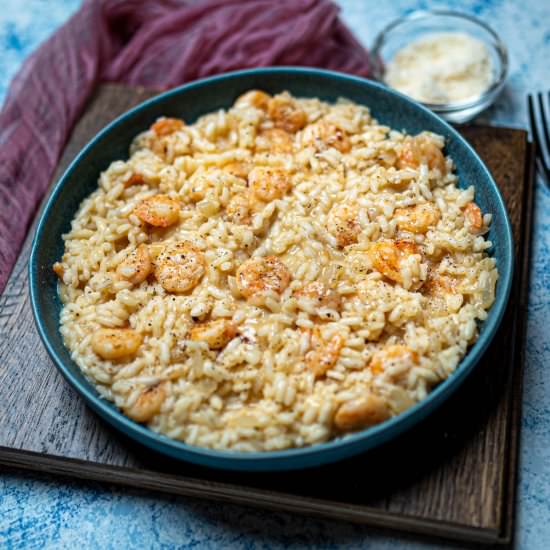 Easy Lemon Prawn Risotto - Recipe photo by skinnyspatula