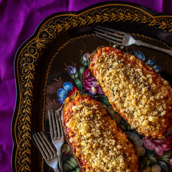 Open Face Eggplant Parmesan - Recipe photo by primalwellnesscoach