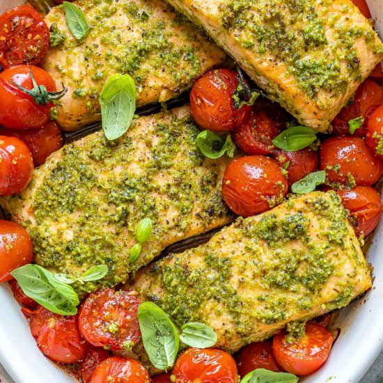BAKED PESTO SALMON - Recipe photo by healthyfitnessmeals