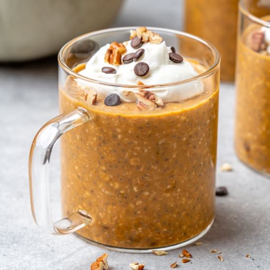 HEALTHY PUMPKIN PIE OVERNIGHT OATS - Recipe photo by healthyfitnessmeals