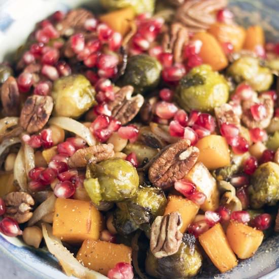Brussels sprouts traybake - Recipe photo by Mandy Sneaky Veg