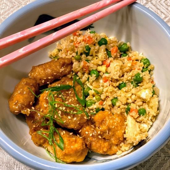 Cauliflower Rice & Orange Chicken - Recipe photo by Platein28