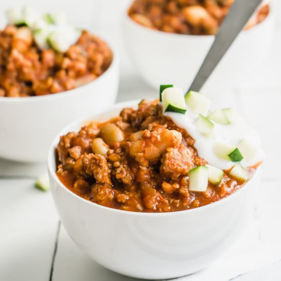 One-Pot Healthy Turkey Chili - Recipe photo by TheDeliciousSpoon