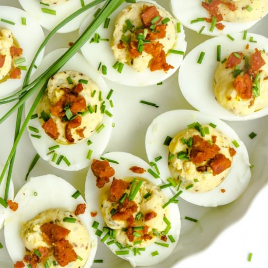 Spanish Deviled Eggs - Recipe photo by TheDeliciousSpoon
