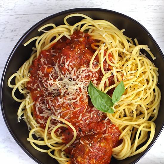 Homemade Spaghetti and Meatballs - Recipe photo by suebeehomemaker